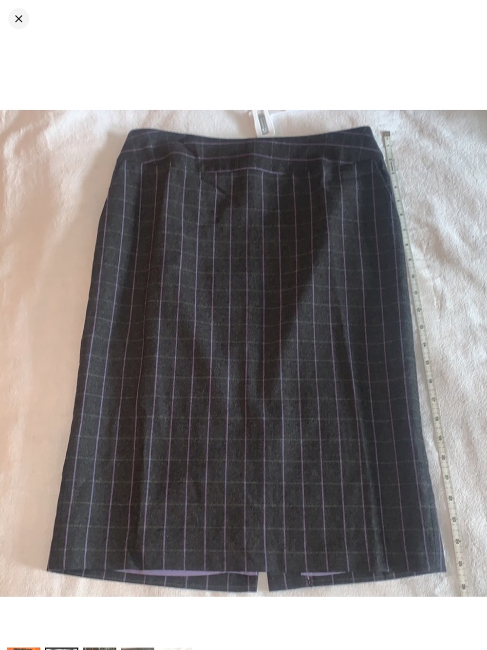 J McLaughlin Skirt Women Gray Charcoal Purple Pencil Plaid Wool Preppy Work